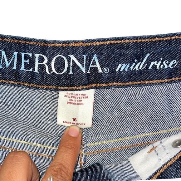 Merona Jeans Women Mid Rise Cuffed Crop Capri Denim Size 16 Blue Wash - Picture 3 of 4